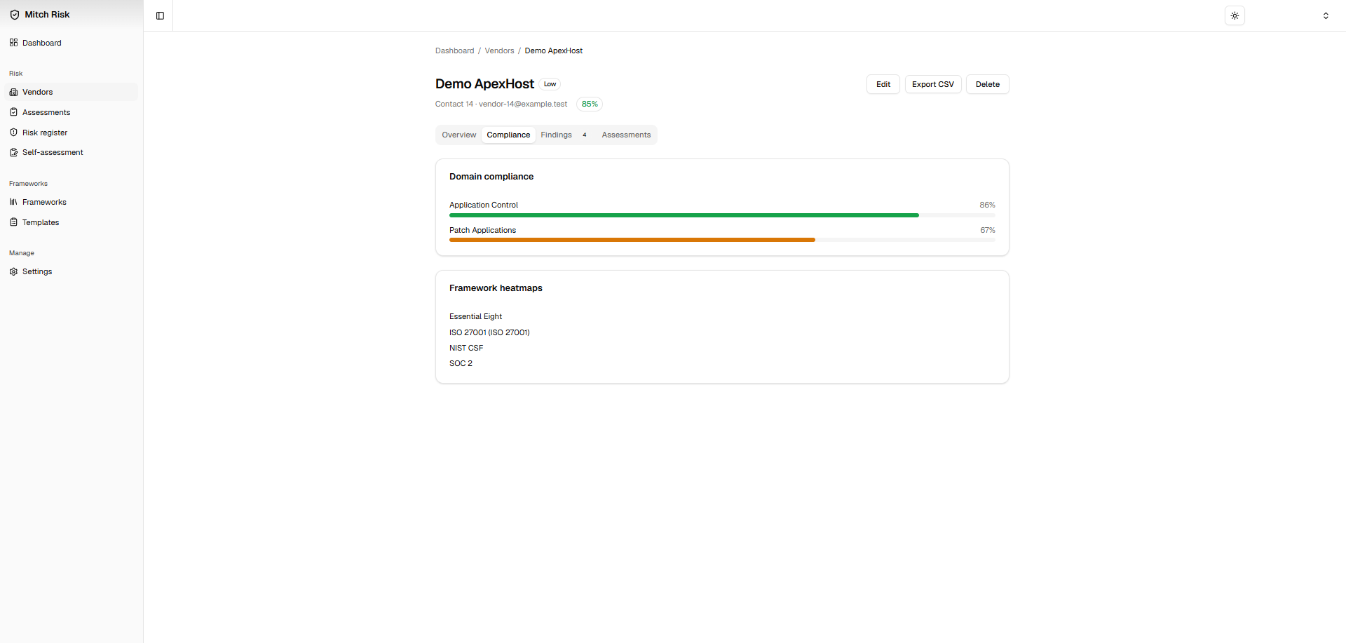 Vendor Detail — Compliance